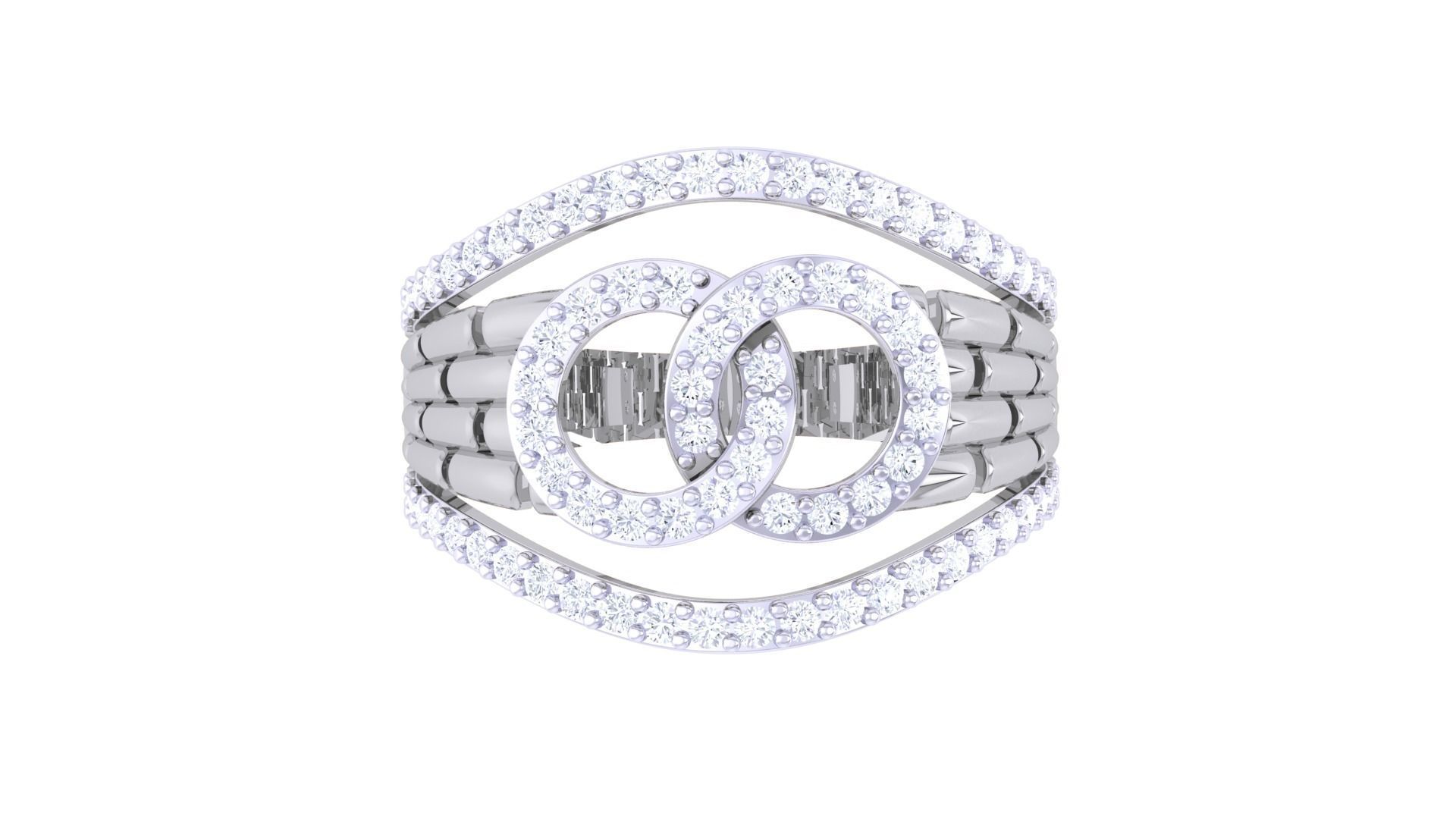 Bricks and Chain Link High Jewelry Cocktail Ring 3dm stl obj 3D print model_8