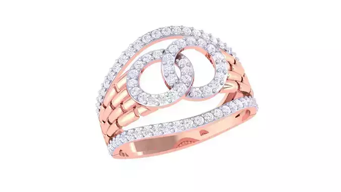 Bricks and Chain Link High Jewelry Cocktail Ring 3dm stl obj 3D print model