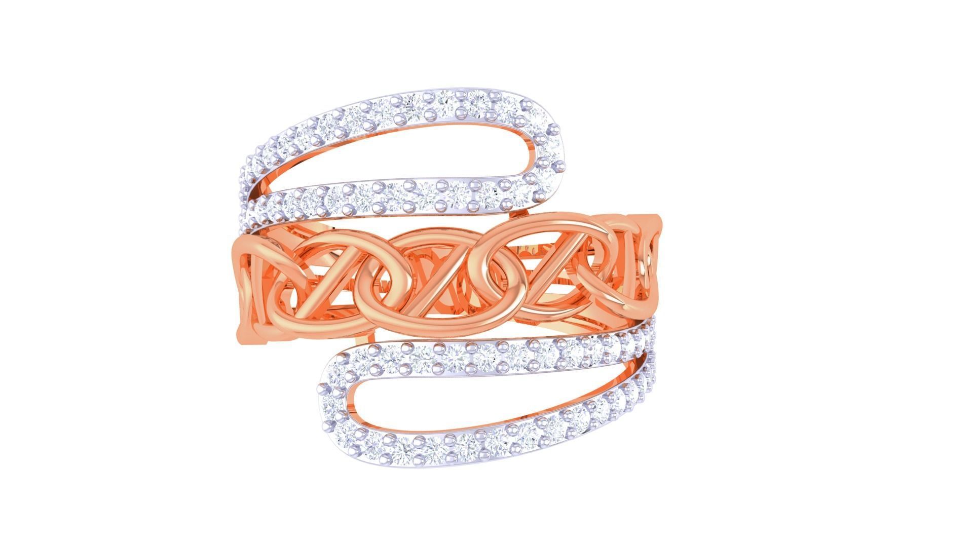 Chain Link High Jewelry Cocktail Ring 3dm stl obj mtl glb gltf 3D print model_9