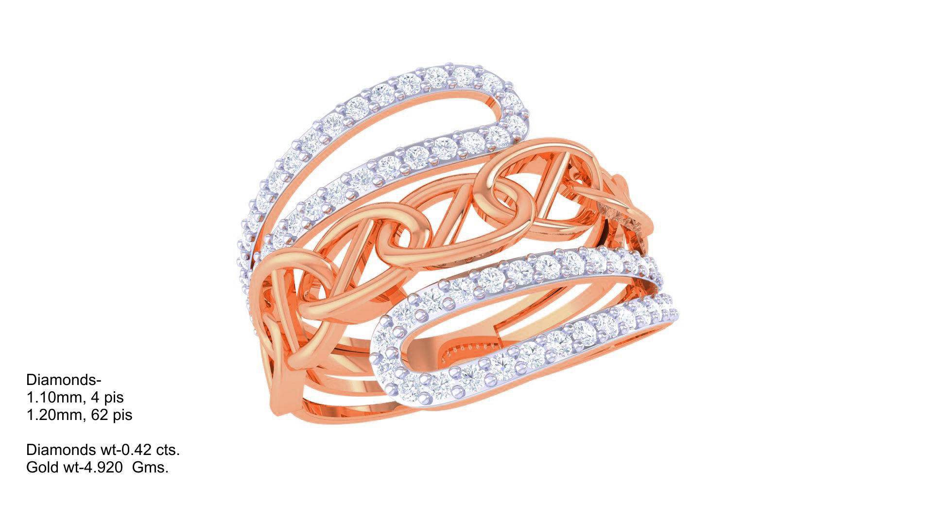 Chain Link High Jewelry Cocktail Ring 3dm stl obj mtl glb gltf 3D print model_6