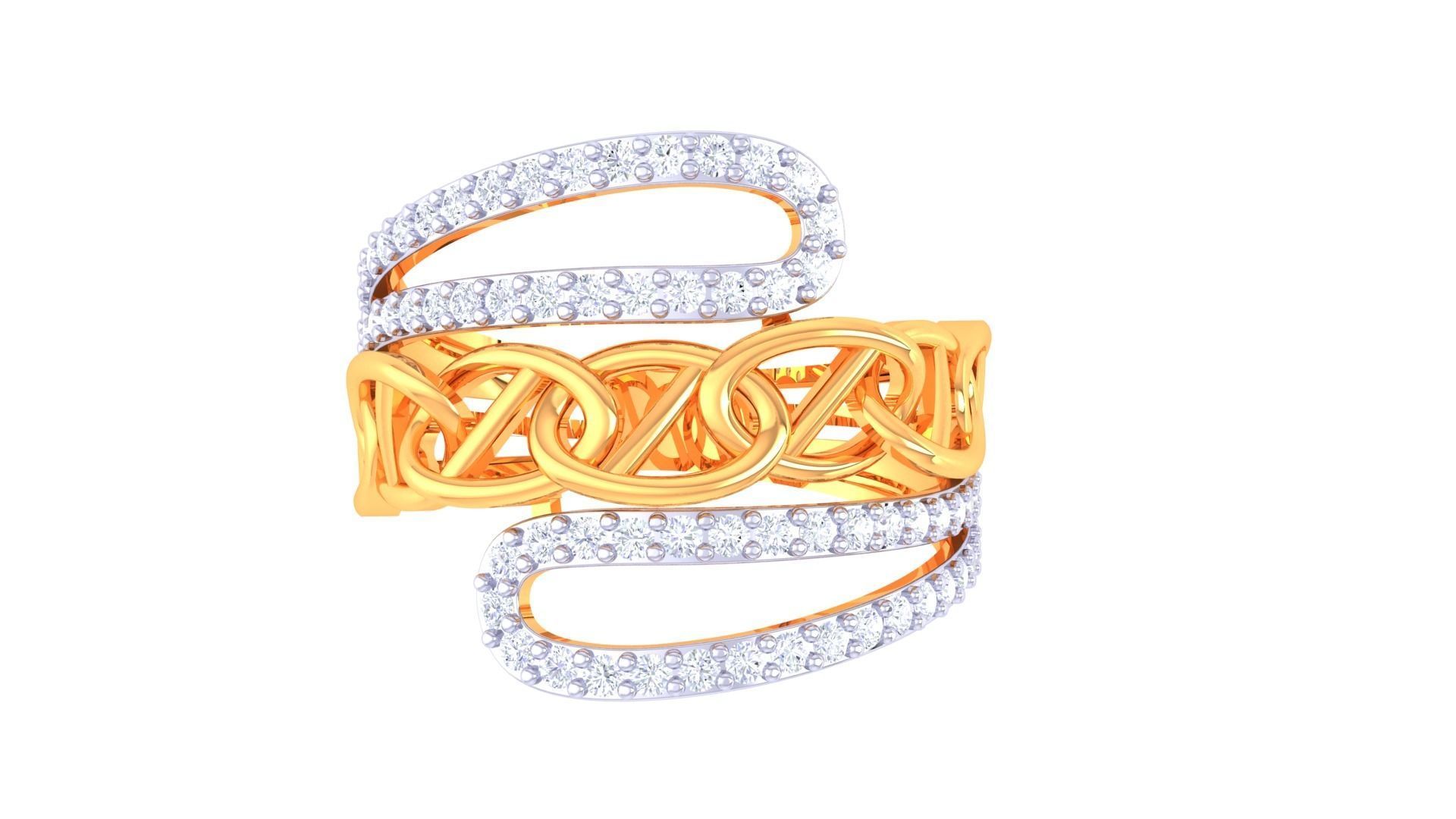 Chain Link High Jewelry Cocktail Ring 3dm stl obj mtl glb gltf 3D print model_8