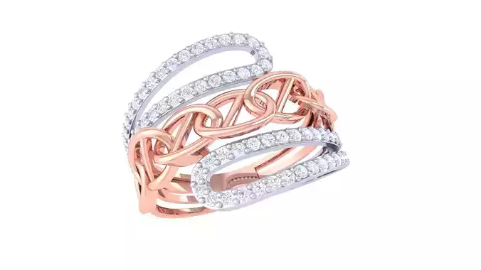 Chain Link High Jewelry Cocktail Ring 3dm stl obj mtl glb gltf 3D print model