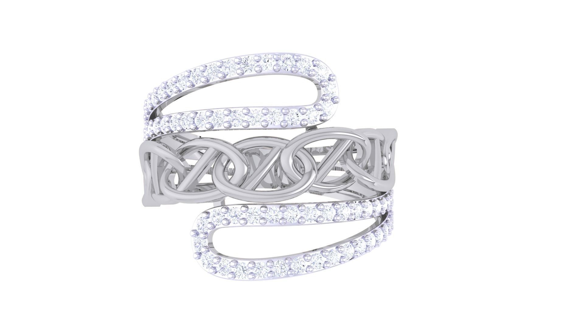 Chain Link High Jewelry Cocktail Ring 3dm stl obj mtl glb gltf 3D print model_7