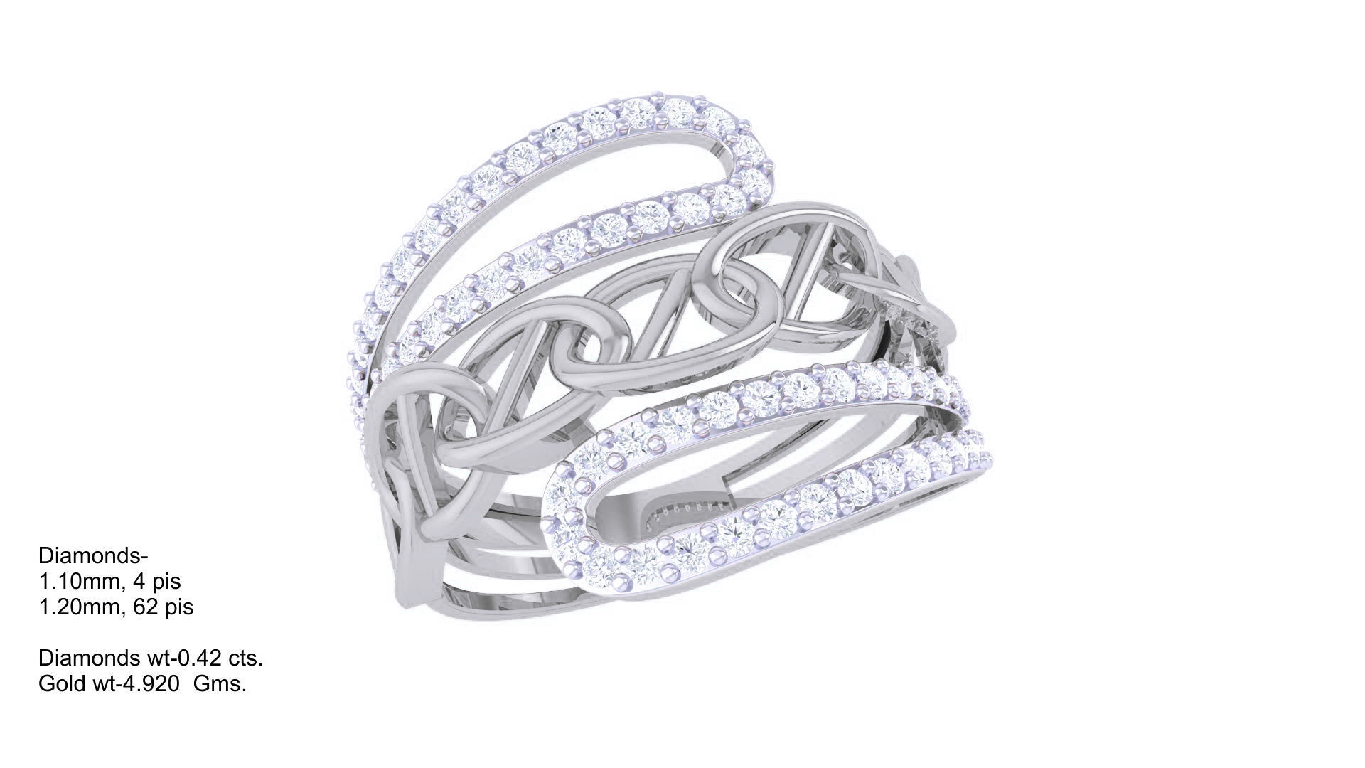 Chain Link High Jewelry Cocktail Ring 3dm stl obj mtl glb gltf 3D print model_5