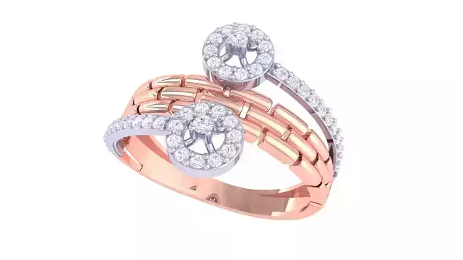 Bricks Bi Head High Jewelry Cocktail Ring 3dm stl obj mtl glb  3D print model