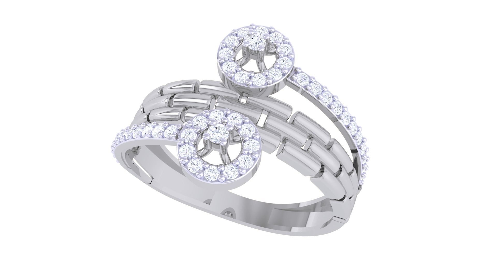 Bricks Bi Head High Jewelry Cocktail Ring 3dm stl obj mtl glb  3D print model_1