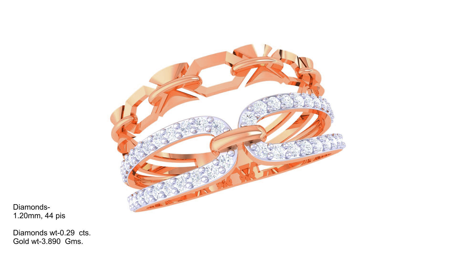 Chain Link High Jewelry Cocktail Ring 3dm stl obj mtl glb gltf 3D print model_6