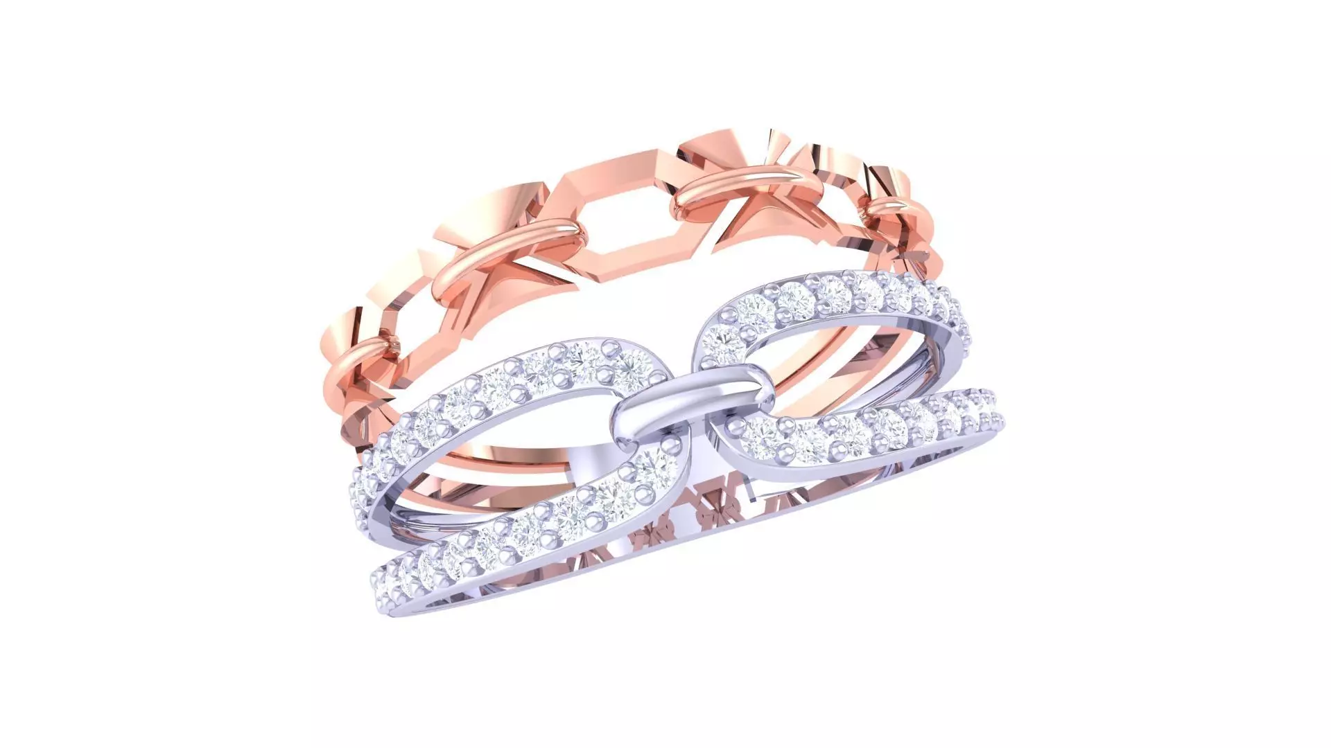 Chain Link High Jewelry Cocktail Ring 3dm stl obj mtl glb gltf 3D print model_0