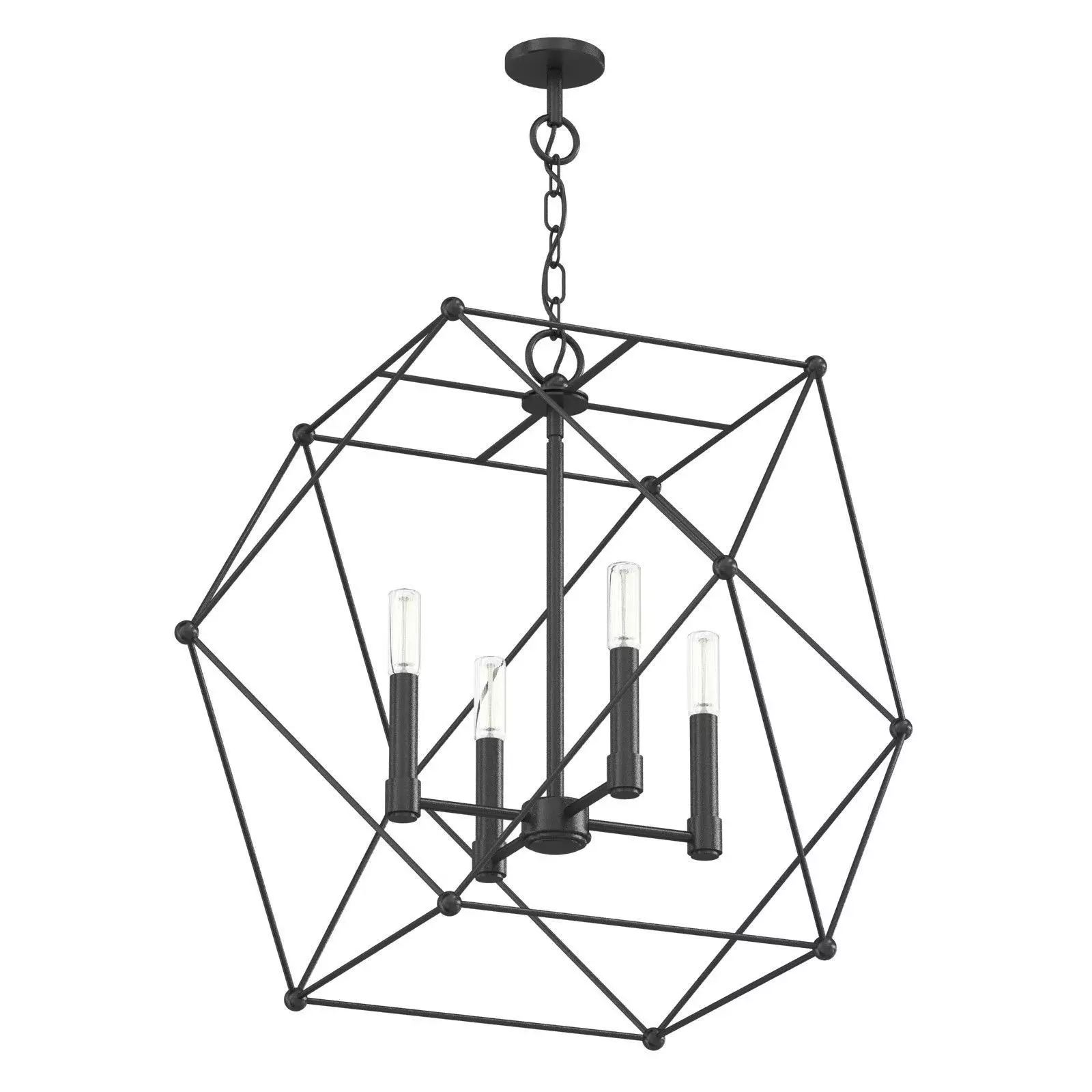 Spatial Collection Four-Light Matte Black Global Pendant Light   3D model_0