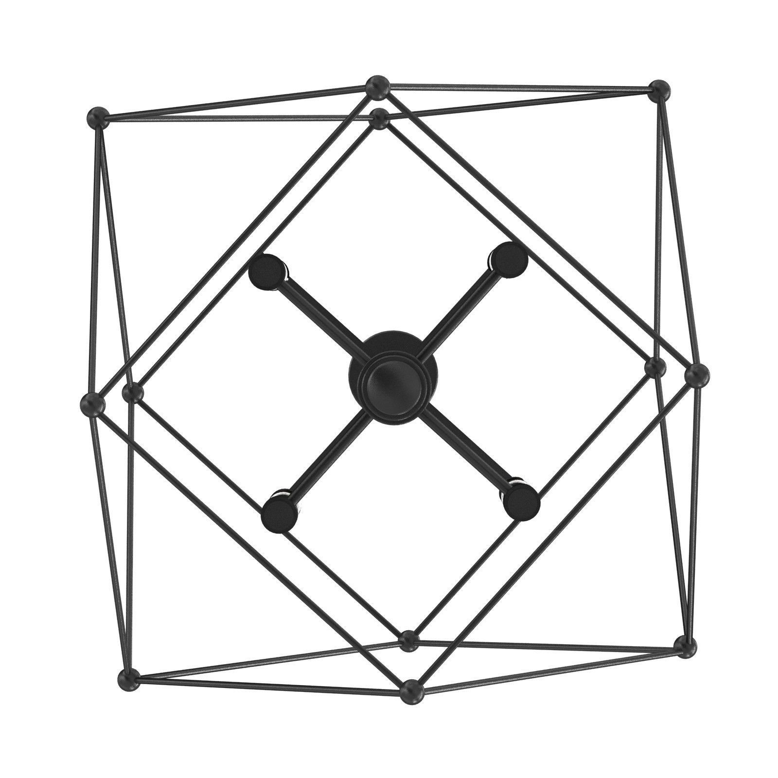 Spatial Collection Four-Light Matte Black Global Pendant Light   3D model_2