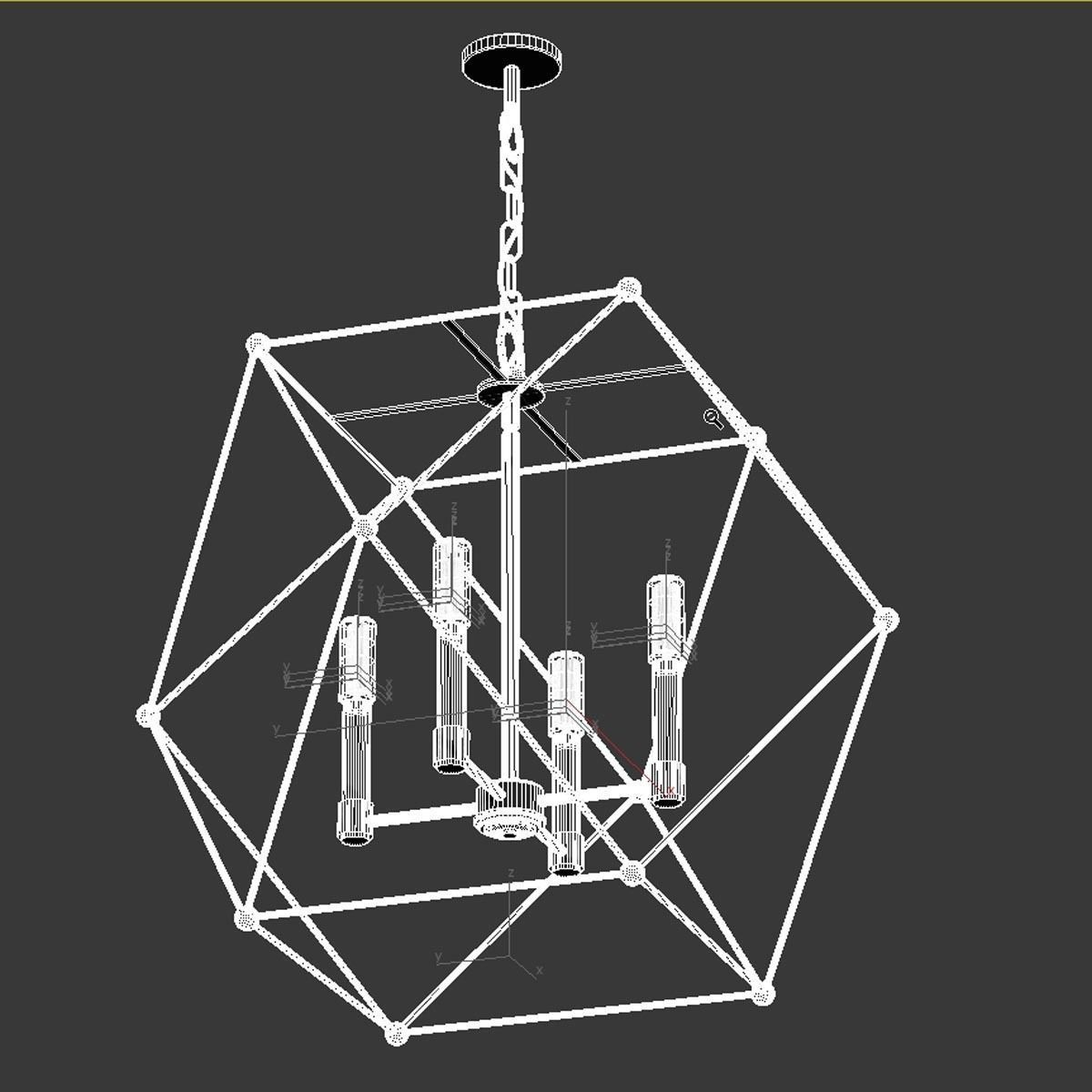 Spatial Collection Four-Light Matte Black Global Pendant Light   3D model_6