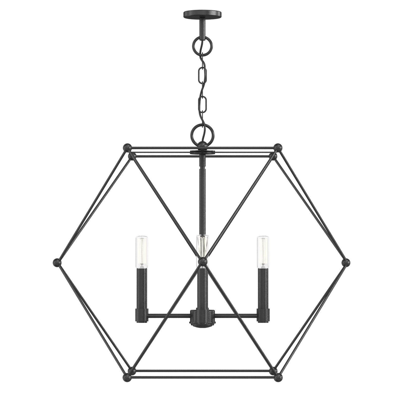 Spatial Collection Four-Light Matte Black Global Pendant Light   3D model_1