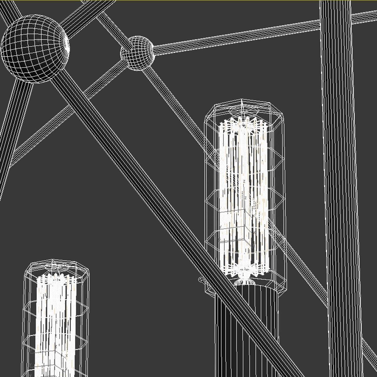 Spatial Collection Four-Light Matte Black Global Pendant Light   3D model_7