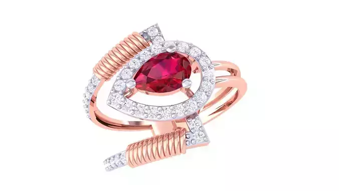 Wire Coil High Jewelry Cocktail Ring 3dm stl obj mtl glb gltf  3D print model