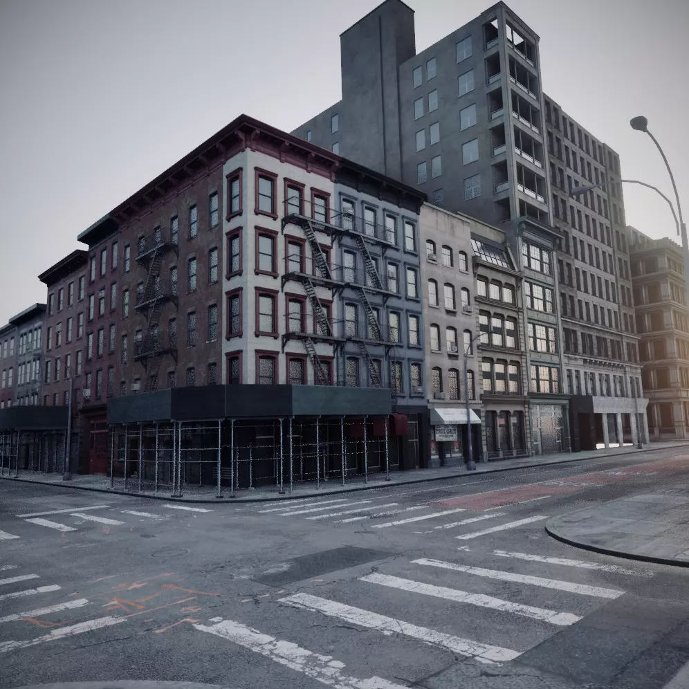 Manhattan Modular City Block 358 Broadway Street Low-poly 3D model_0