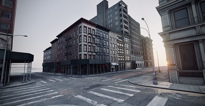 Manhattan Modular City Block 358 Broadway Street Low-poly 3D model 2