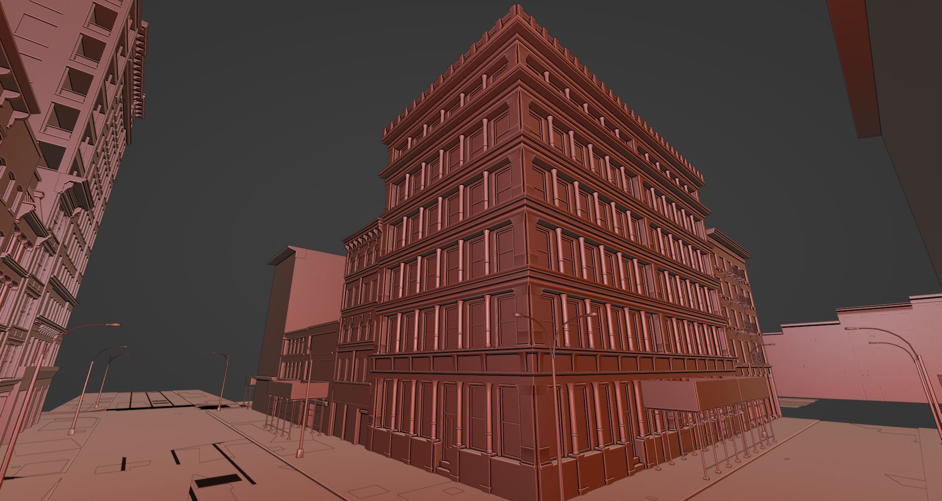 Manhattan Modular City Block 358 Broadway Street Low-poly 3D model_9
