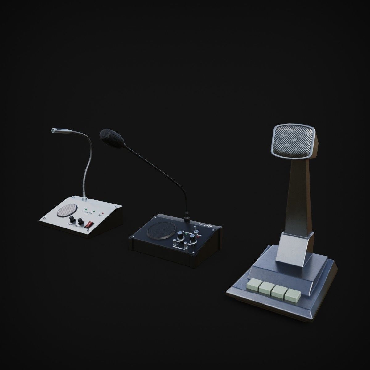 Intercom electronics speakers and microphones Low-poly 3D model_3