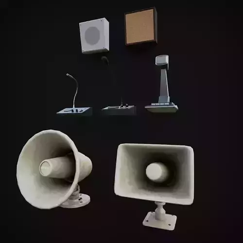 Intercom electronics speakers and microphones Low-poly 3D model