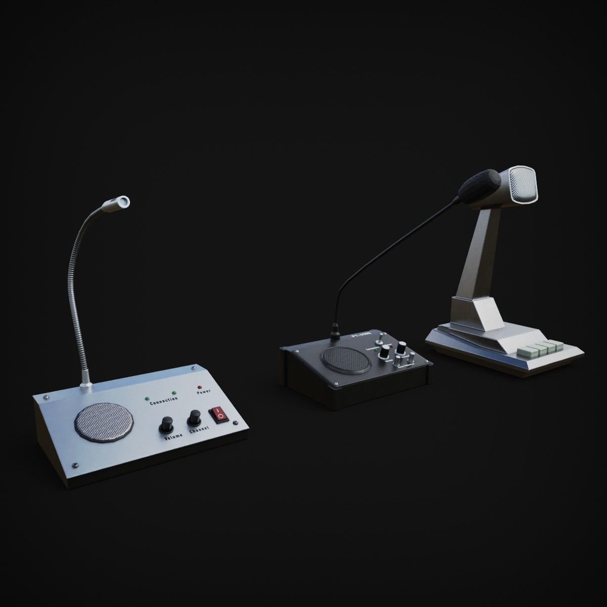 Intercom electronics speakers and microphones Low-poly 3D model_4
