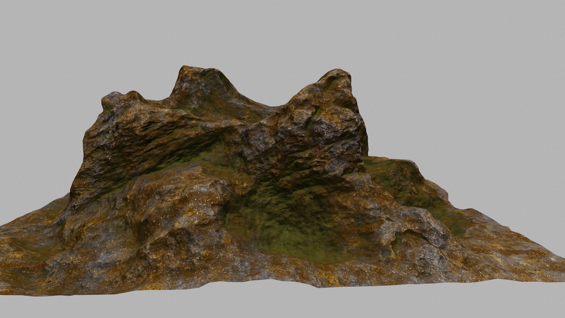Rock mountain with grass and rocks 3D model_10