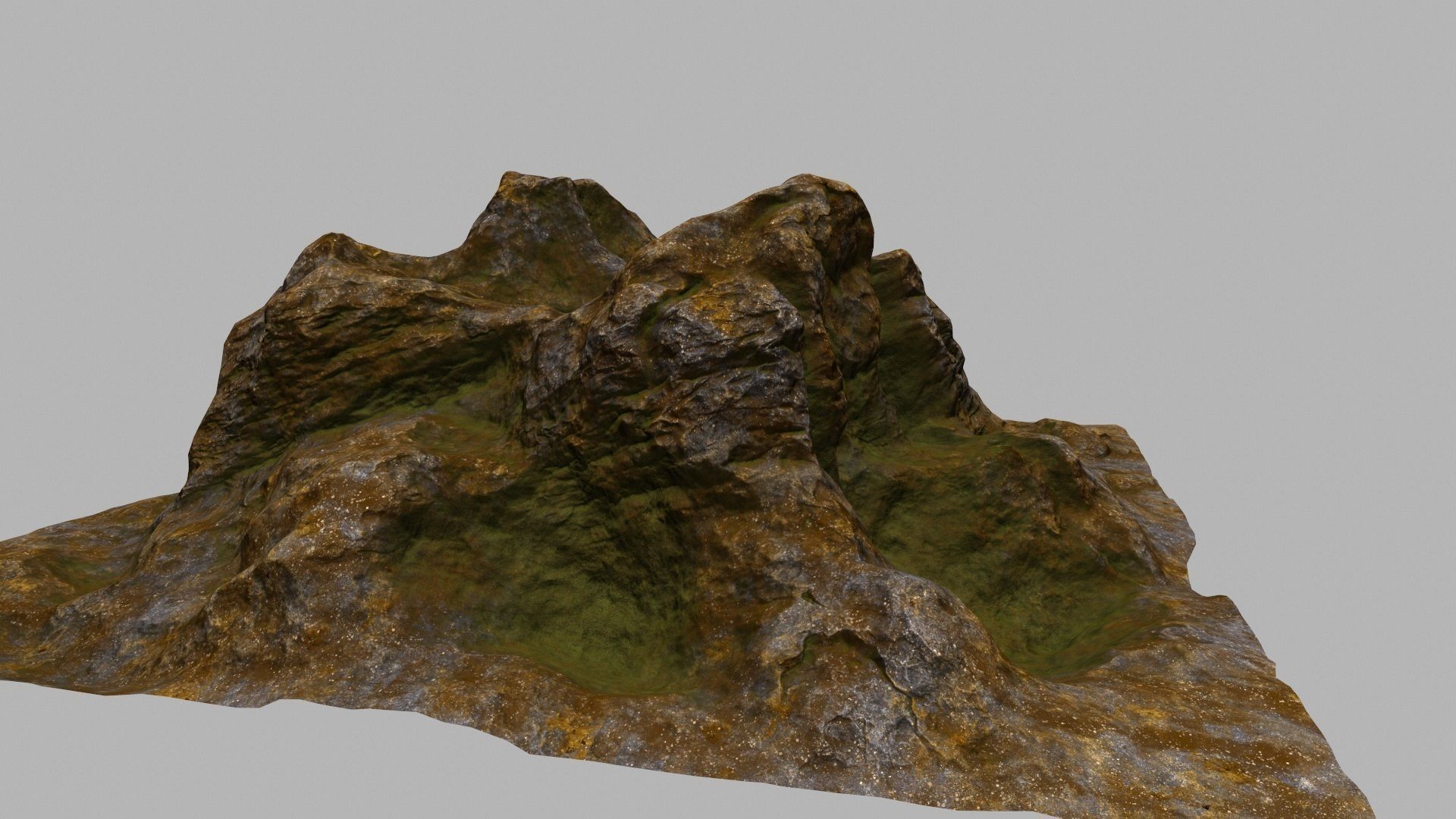 Rock mountain with grass and rocks 3D model_5