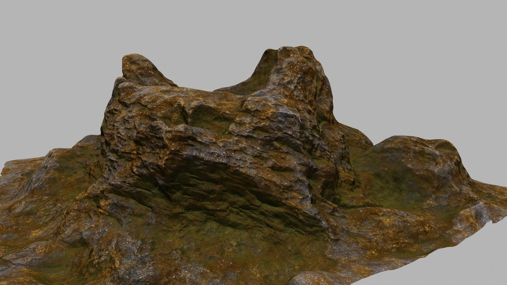 Rock mountain with grass and rocks 3D model_2