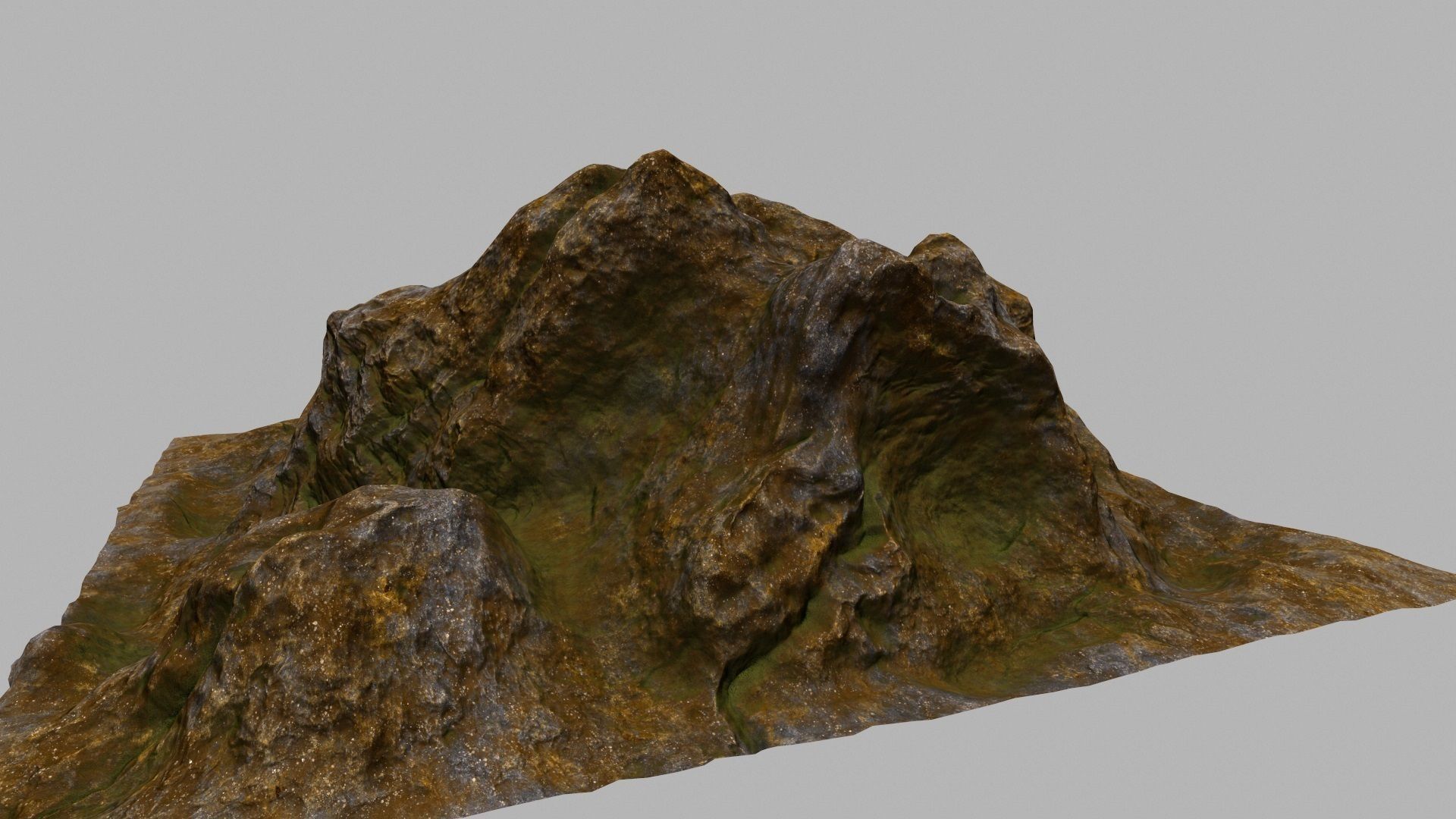 Rock mountain with grass and rocks 3D model_7