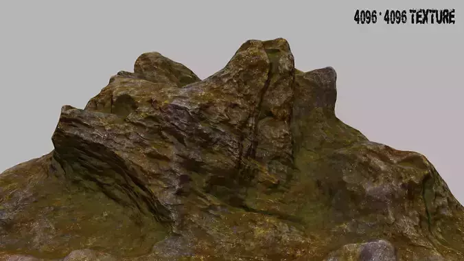 Rock mountain with grass and rocks