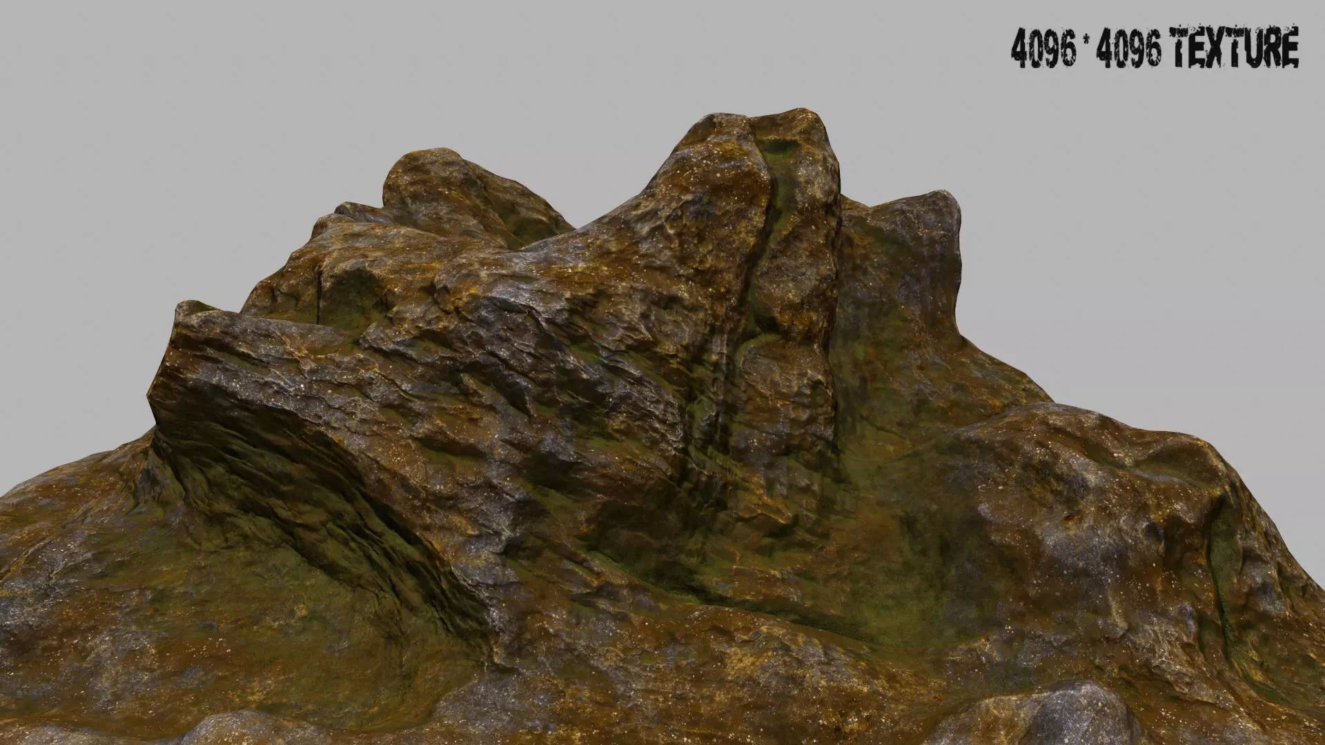 Rock mountain with grass and rocks 3D model_0
