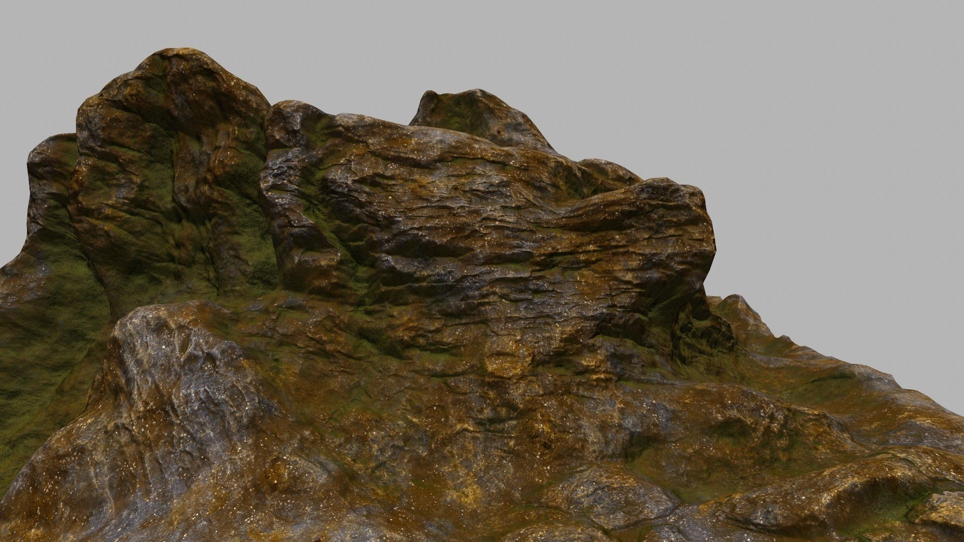 Rock mountain with grass and rocks 3D model_1
