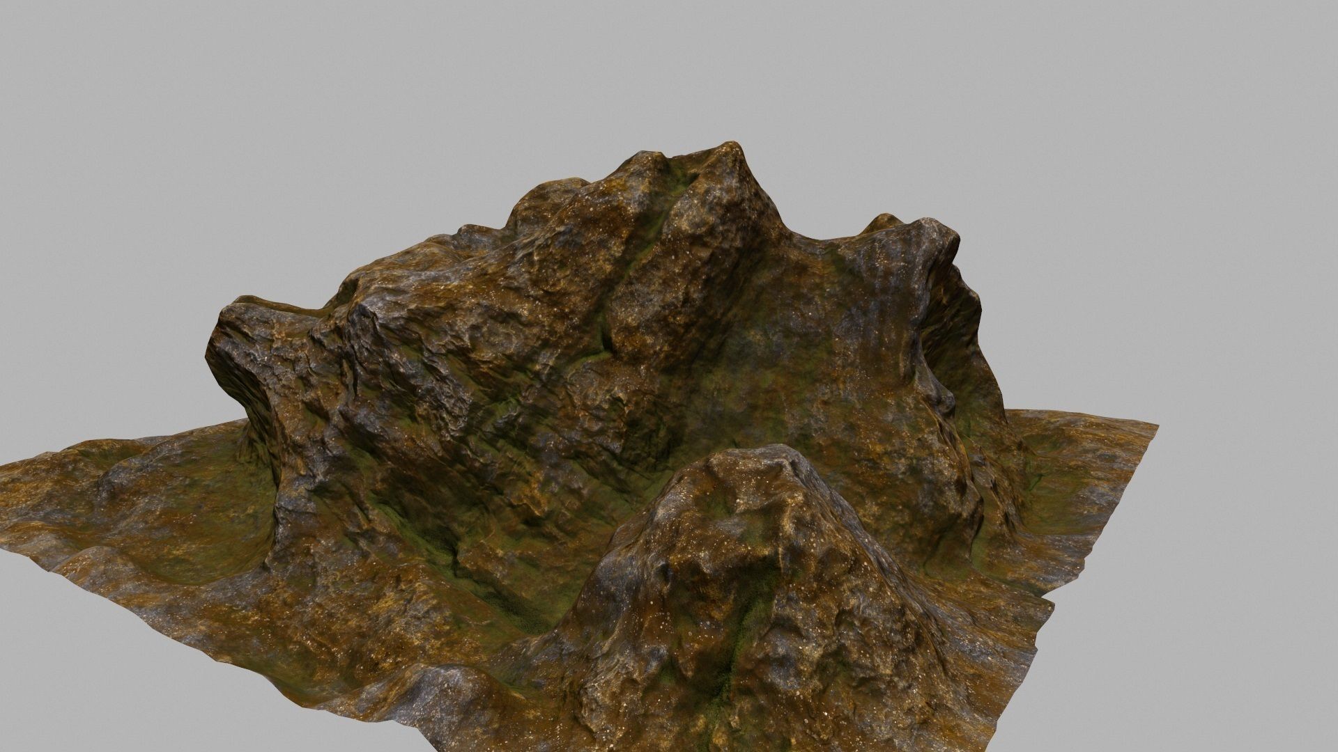 Rock mountain with grass and rocks 3D model_11