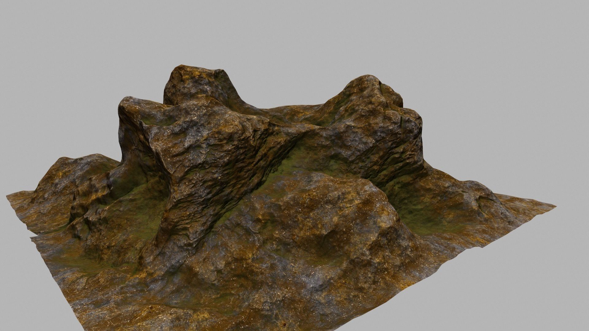 Rock mountain with grass and rocks 3D model_9