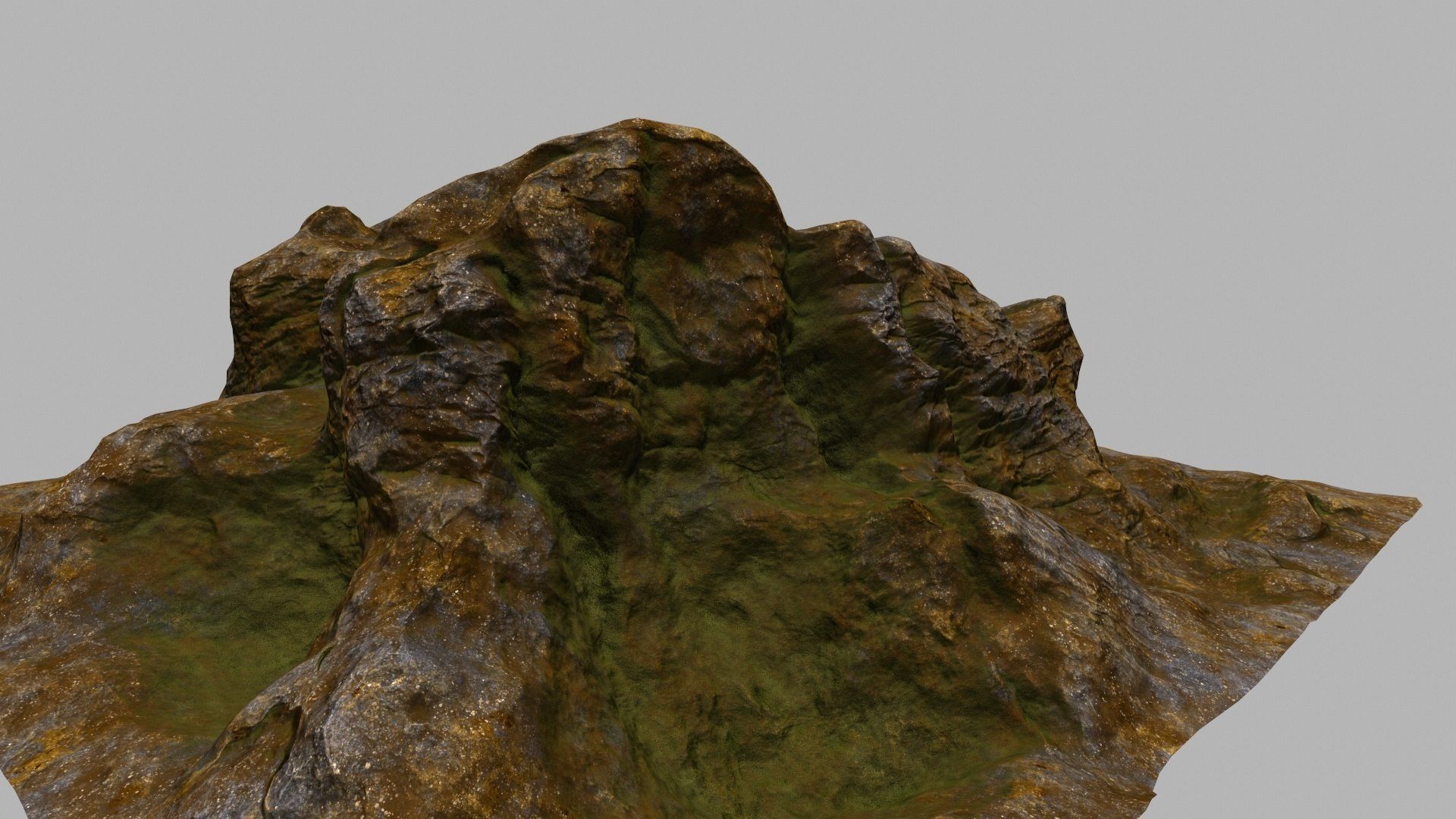 Rock mountain with grass and rocks 3D model_3