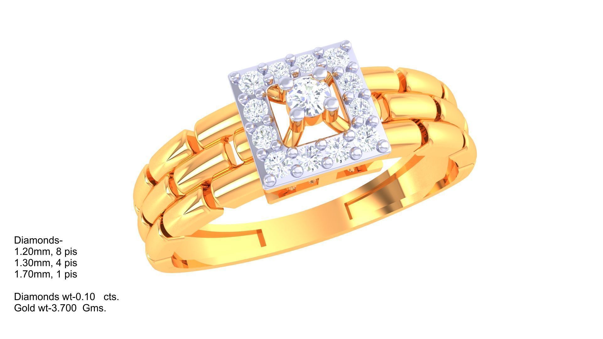 Bricks High Jewelry Cocktail Ring 3dm stl obj mtl glb gltf 3mf 3D print model_3