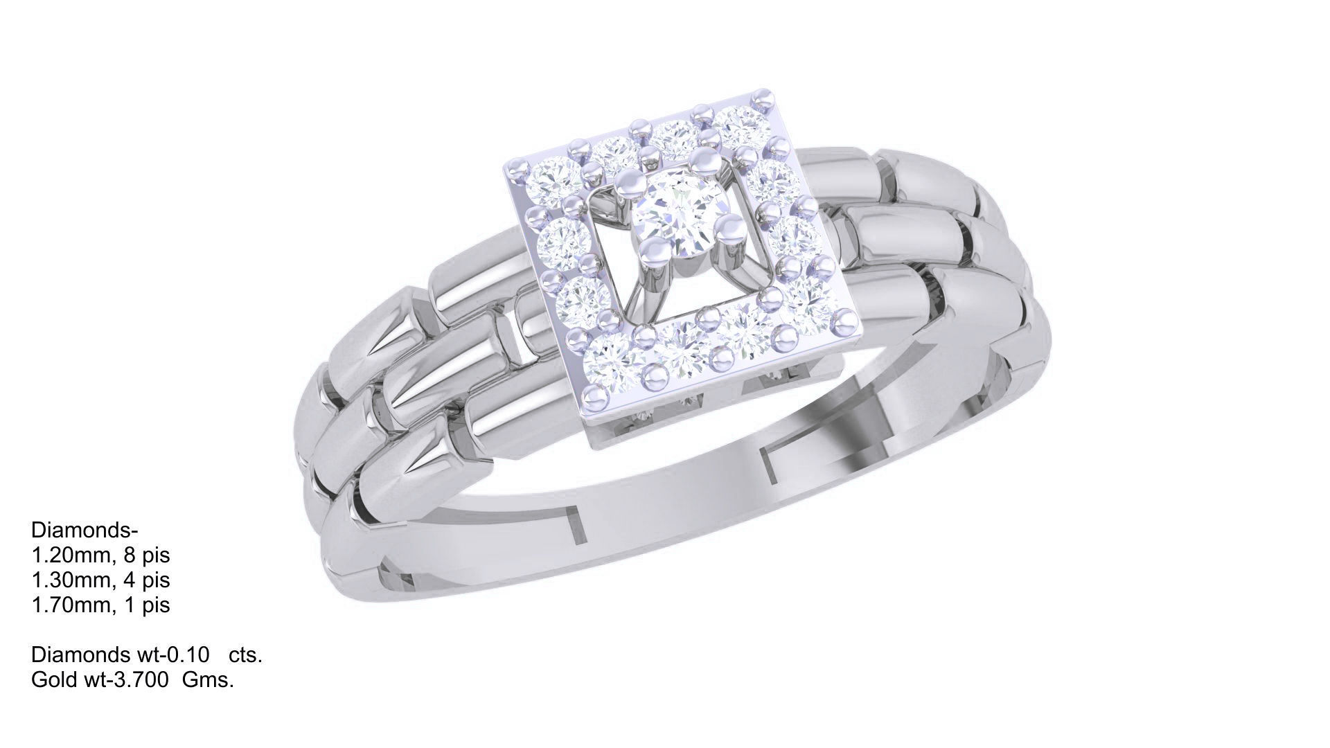 Bricks High Jewelry Cocktail Ring 3dm stl obj mtl glb gltf 3mf 3D print model_4