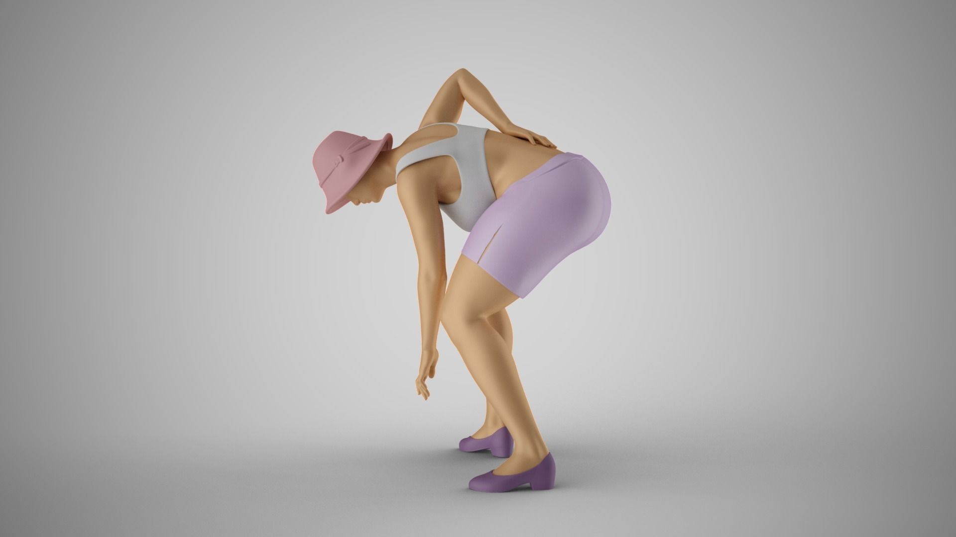 Woman Holding Waist and Bending Over 3D print model_11