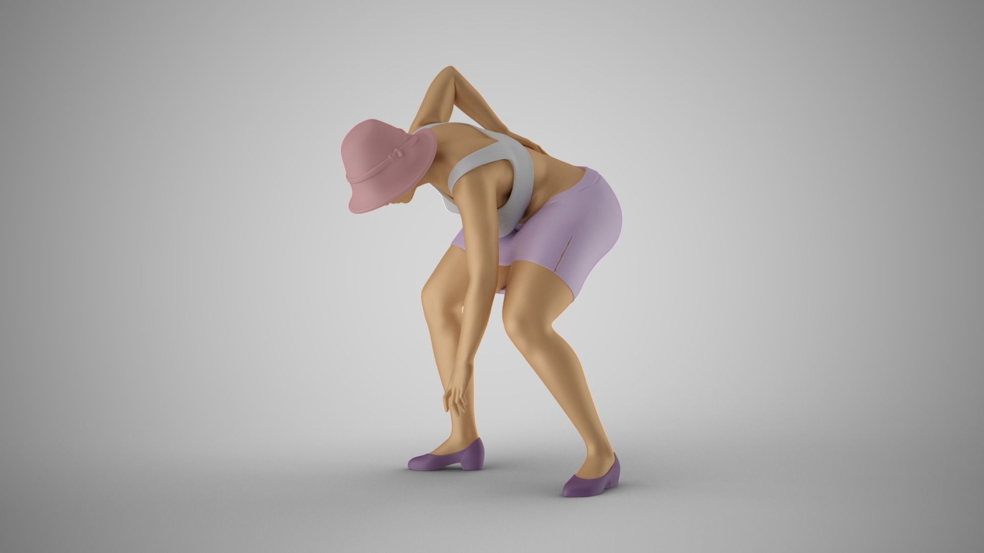 Woman Holding Waist and Bending Over 3D print model_7