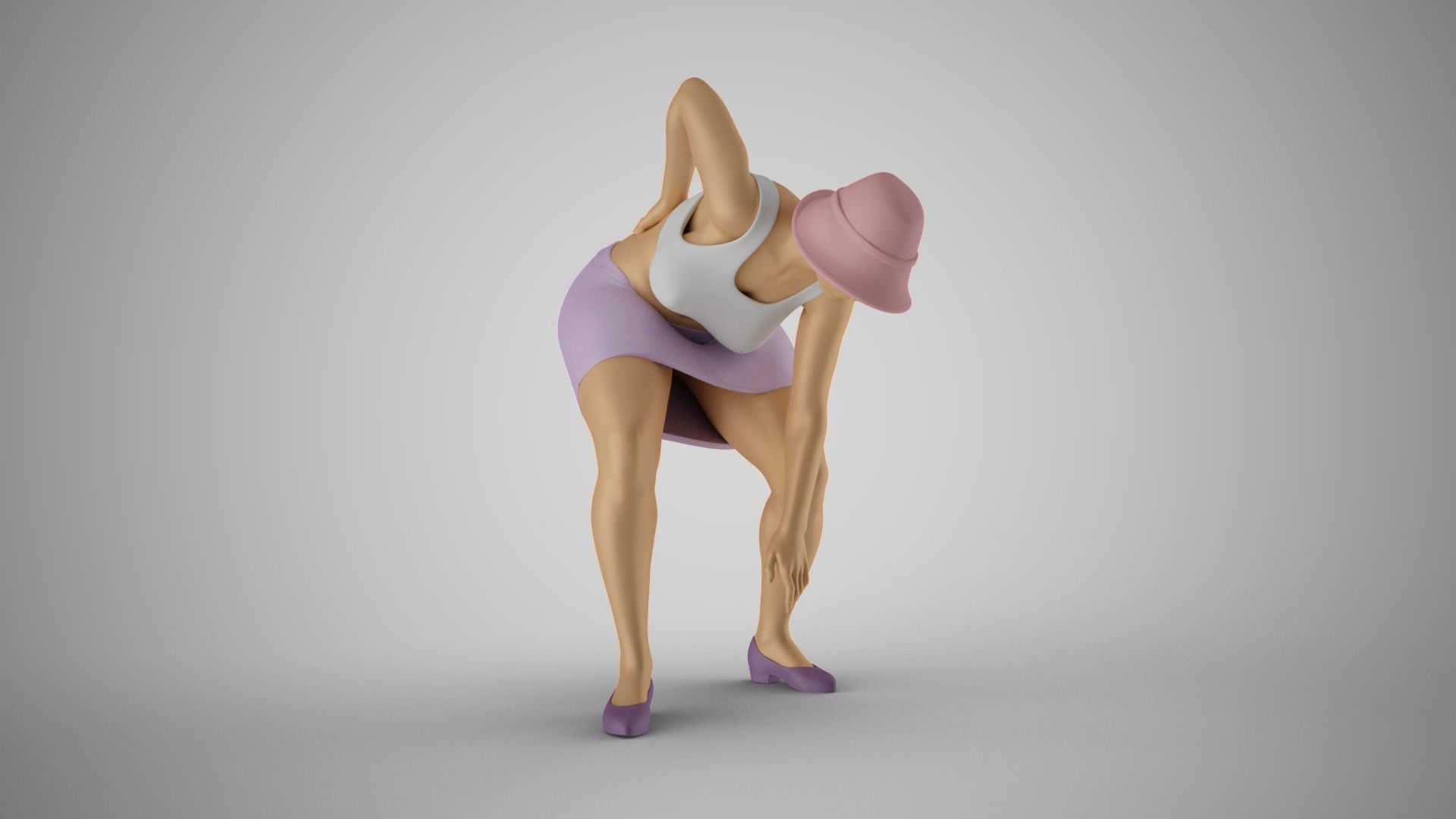 Woman Holding Waist and Bending Over 3D print model_4
