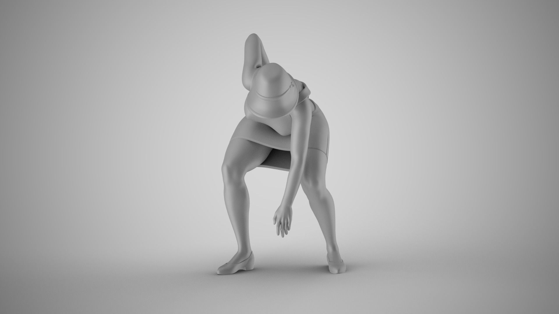 Woman Holding Waist and Bending Over 3D print model_1