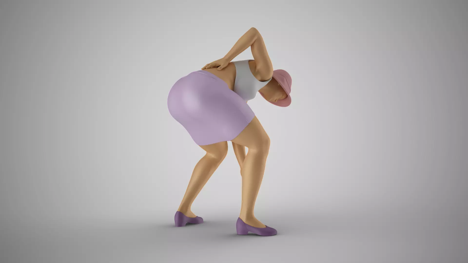 Woman Holding Waist and Bending Over 3D print model_0