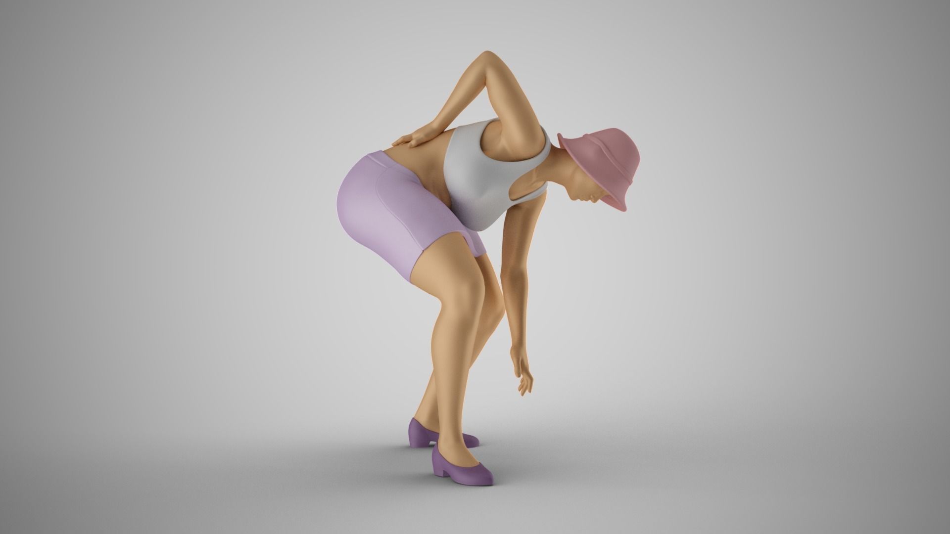 Woman Holding Waist and Bending Over 3D print model_6