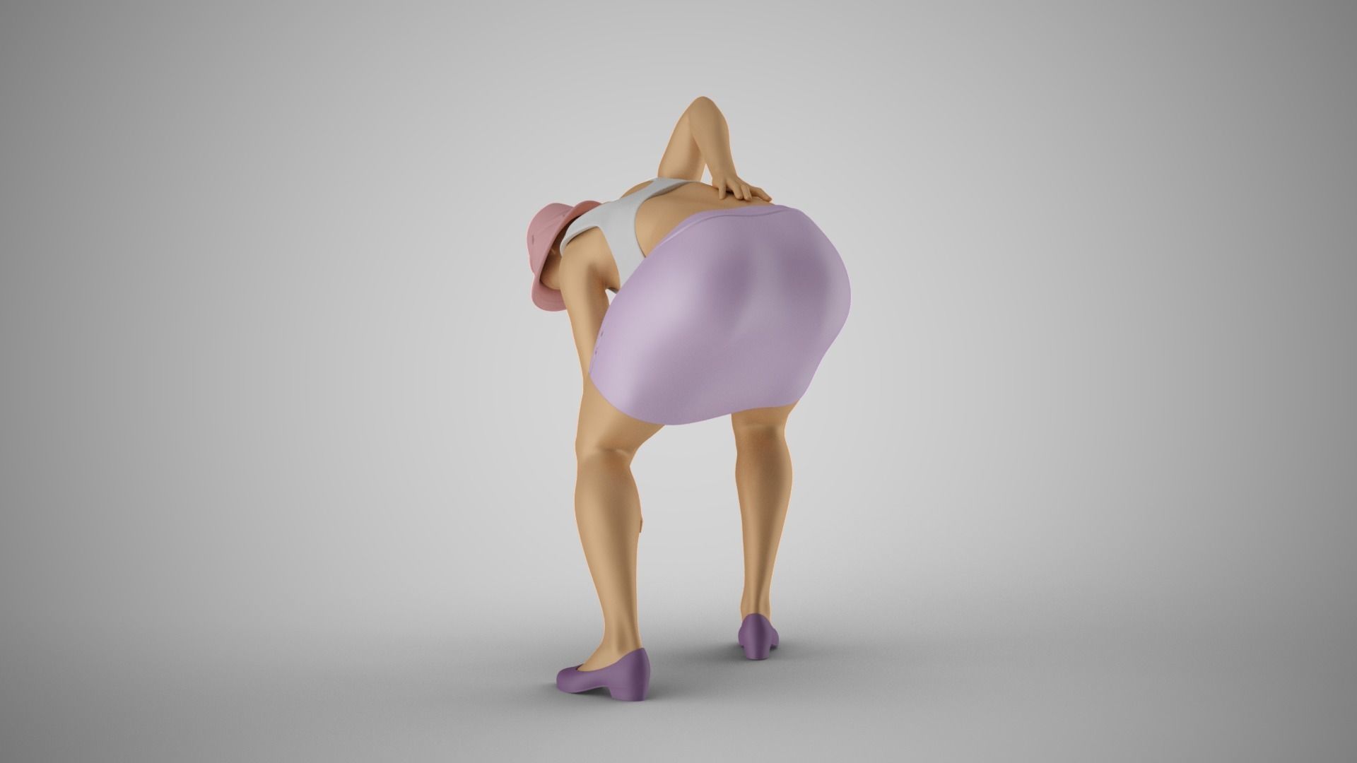 Woman Holding Waist and Bending Over 3D print model_8
