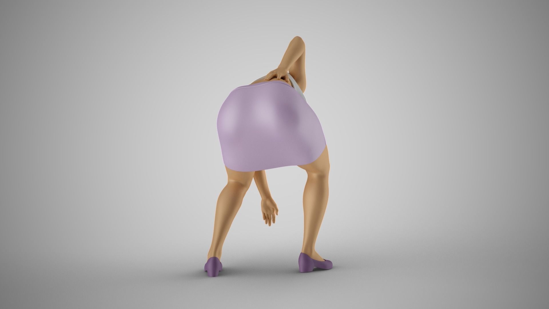 Woman Holding Waist and Bending Over 3D print model_5