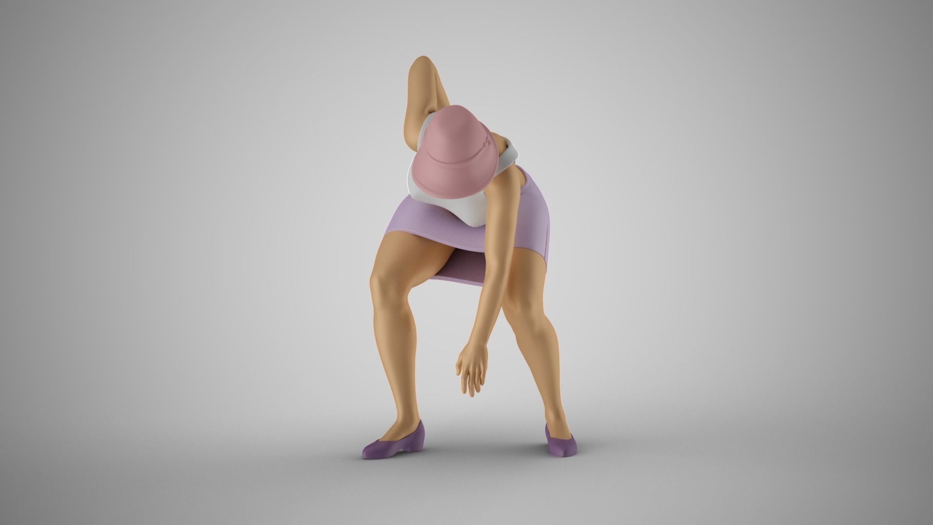 Woman Holding Waist and Bending Over 3D print model_10