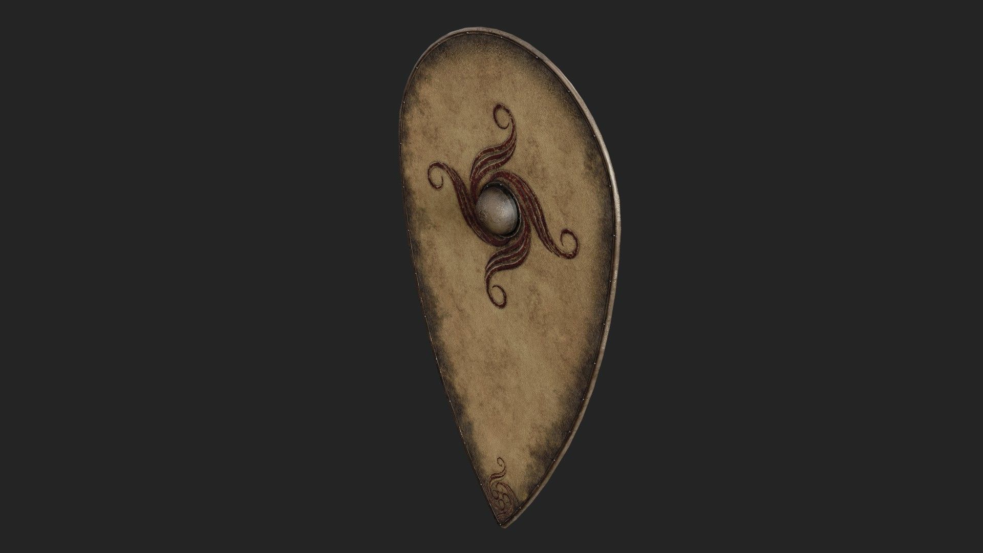 Slavic kite leather shield-painted spiral symbol Low-poly 3D model_5