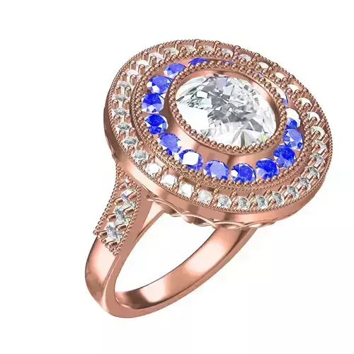 Unique Round Pave Double Halo Cocktail Ring