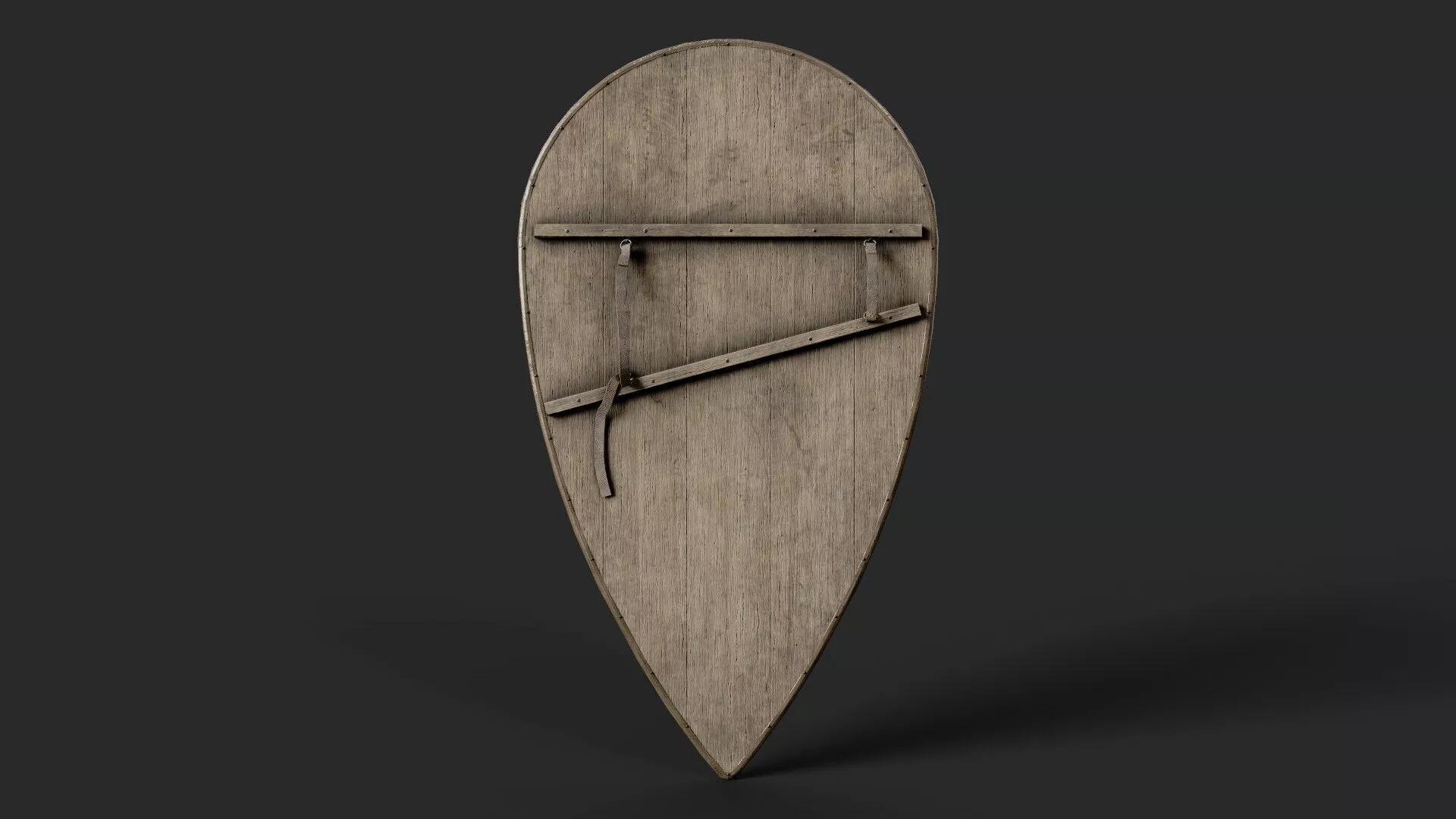 Slavic kite leather shield-painted black with pheasant symbol Low-poly 3D model