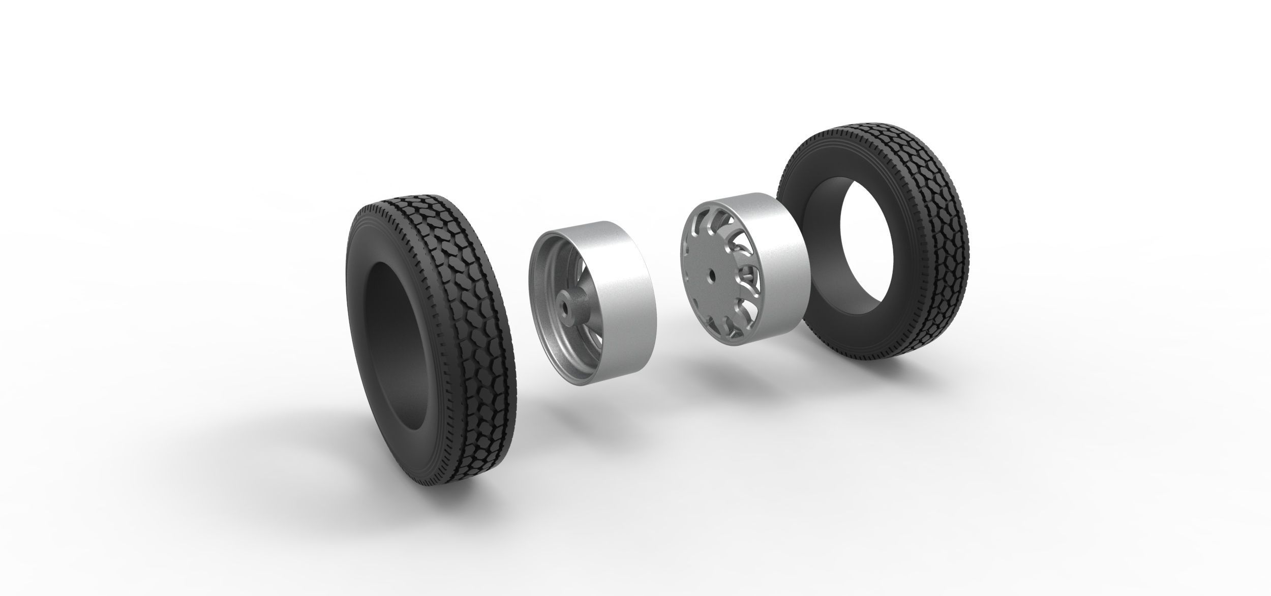 Rear custom wheel of semi truck Version 17 Scale 1 to 25 3D print model_9