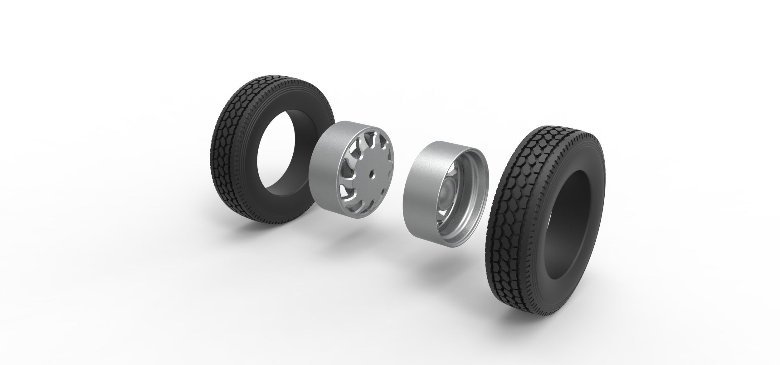 Rear custom wheel of semi truck Version 17 Scale 1 to 25 3D print model_8